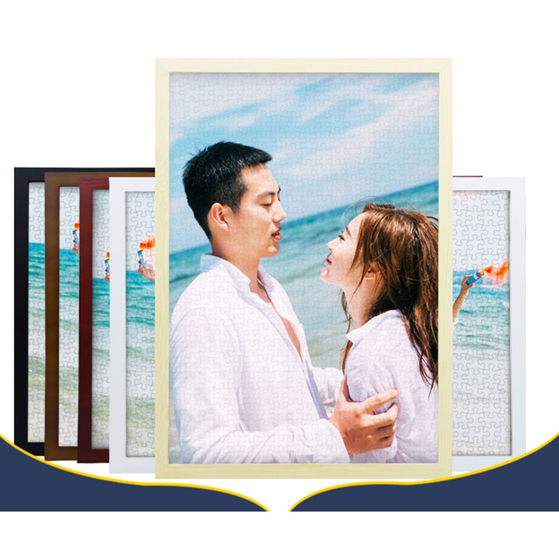 300片1000片专业拼图框实木画框30寸50754开8kA3定制尺寸一件代发|ms