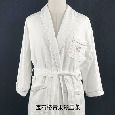 厂家批发酒店美容院浴袍订制LOGO全棉吸水男女浴袍桑拿汗蒸服白色