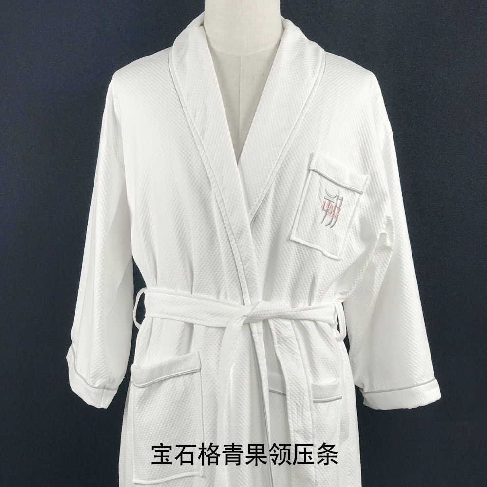 厂家批发酒店美容院浴袍订制LOGO全棉吸水男女浴袍桑拿汗蒸服白色