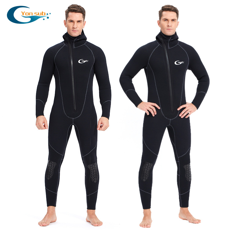 Yonsub3MM潜水服男士连体带帽潜水衣防寒保暖冲浪服冲浪衣|ru