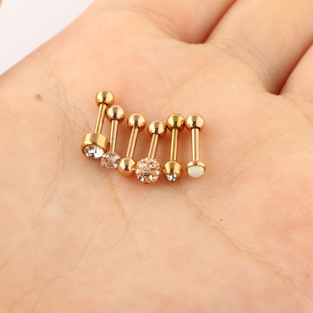 Heart Shaped 12pcs Zircon Ear Bone Nail Stainless Steel Lip Piercing Stud Set Fashion Jewelry detail image 5