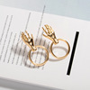 Fashionable neon golden ring, design metal earrings, 2021 collection, European style, trend of season