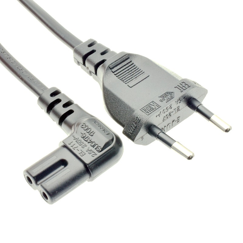 L-shaped 90-degree elbow European gauge two-plug 8-shaped tail warm milk tea boiling water heater nail machine table lamp plug power cord