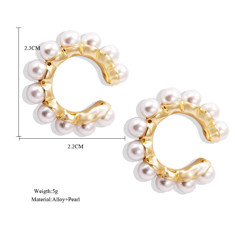 Wholesale Jewelry Lady Geometric Alloy Artificial Gemstones Inlaid Pearls Earrings display picture 5