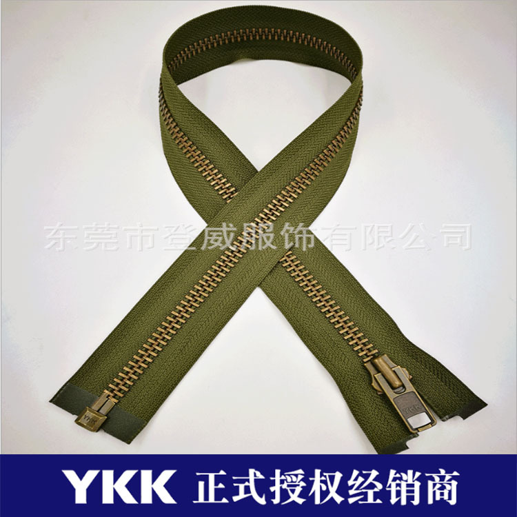 正品YKK拉链授权YKK十号ykk拉链头5金属青古铜开尾链服装门襟拉链