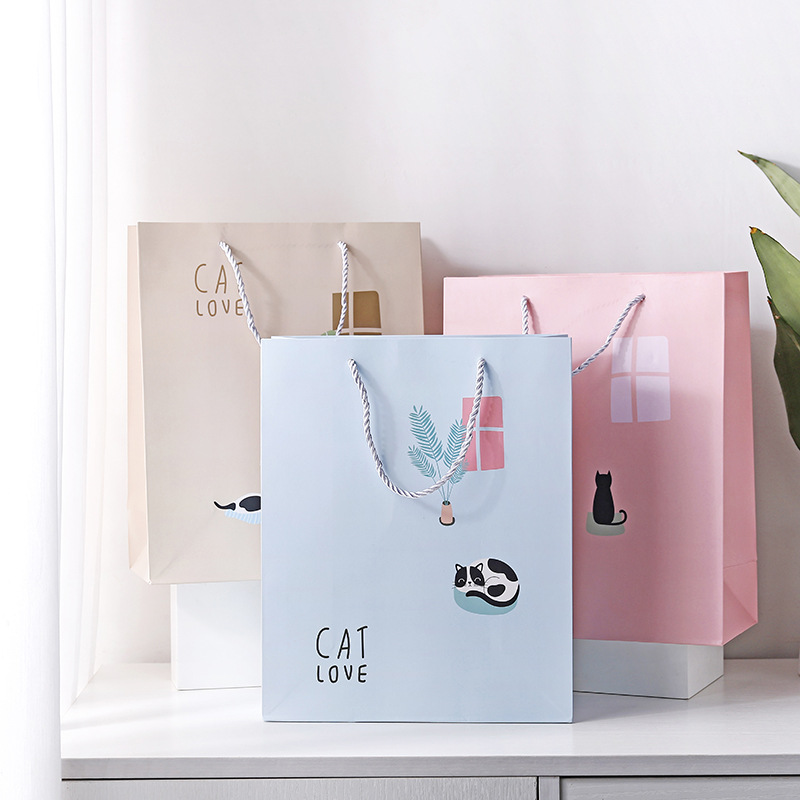 手提礼品袋服装袋纸袋生日包装礼袋简约包装化妆品袋节日带绳袋子