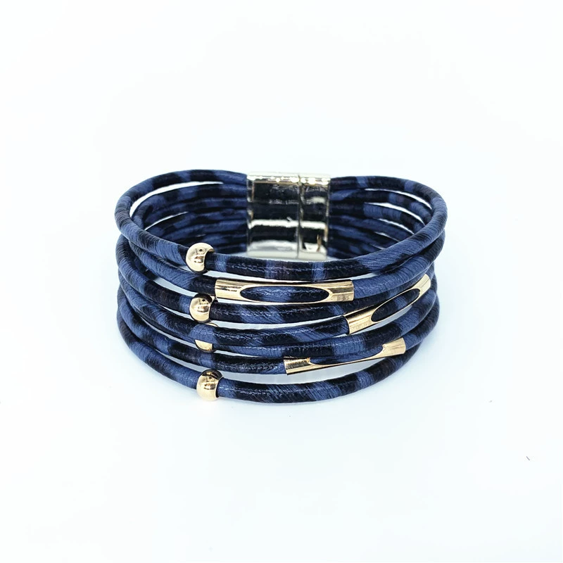 Браслет леопард Leopard LeatherBracelet кожаный браслет из кожи с бусинами и трубкой браслет с магнитной пряжкой