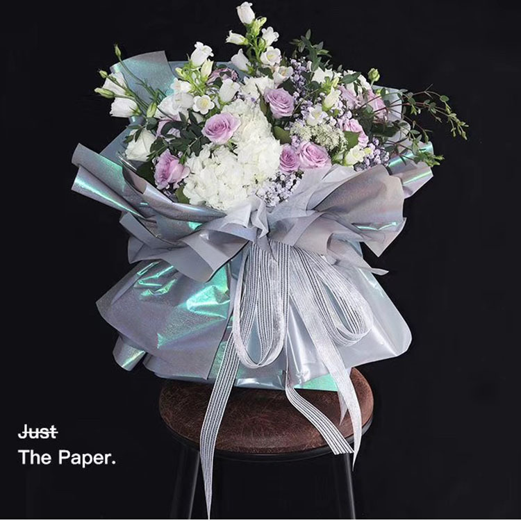 新款高档鲜花包装纸幻彩丝纸布拉诺炫彩花束包装纸双面幻彩防水纸