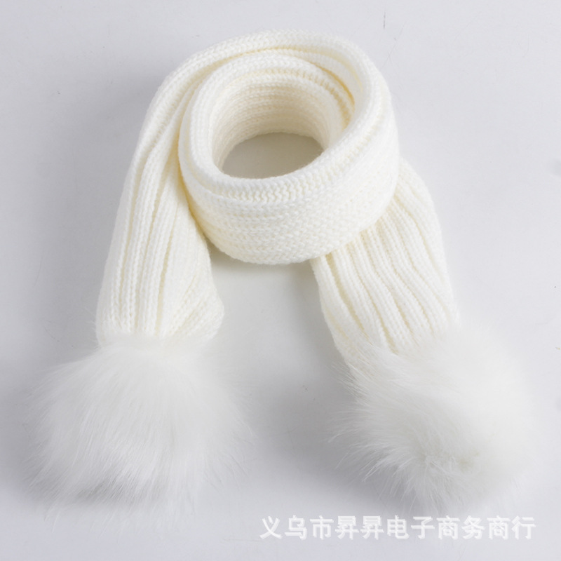 스트레이트 컬러 볼 밀크 화이트 스카프