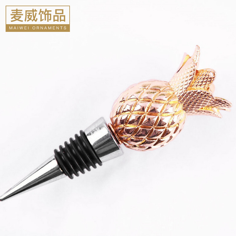 创意金色菠萝红酒塞婚庆红酒酒塞 金属锌合金红酒瓶塞 葡萄酒瓶塞