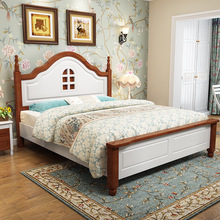 美式床实木家具1.8米双人1.5米儿童家具小美款厂家直供简约实木床