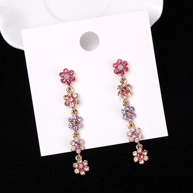 Elegant Lady Flower Alloy Inlay Artificial Gemstones Women's Drop Earrings display picture 3