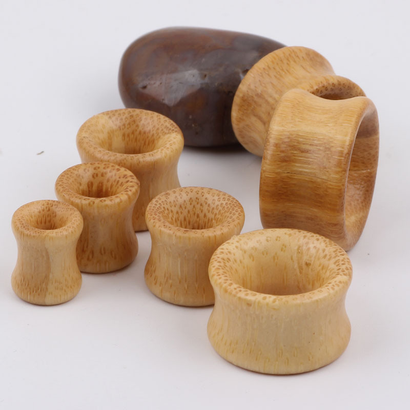 Bamboo Wood Ear Tunnel Expander - Hollow Ear Gauges Jewelry for Stretched Ears detail image 7