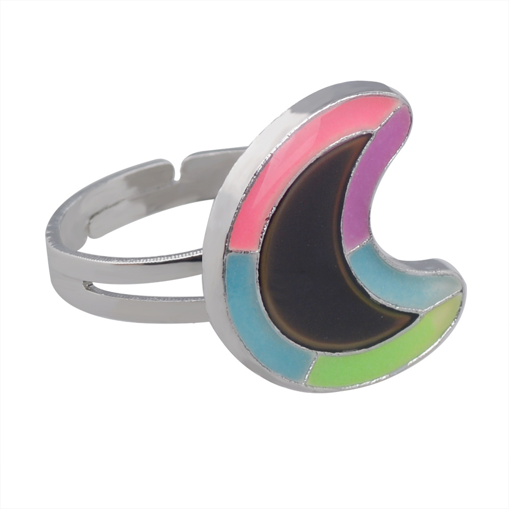 50g Weight Artificial Gemstones Inlay Material Birthday Occasion Alloy Material Heart Pattern Women'S Gender Plating Design Fashion Style Simple Peach Heart Love Butterfly Moon Color Changing Ring 38