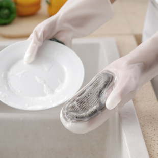 Housework Dishwashing Latex Gloves for Women Waterproof and Durable Kitchen Scrubbing Pots, Washing Vegetables and Clothes Household Cleaning Housework Gloves