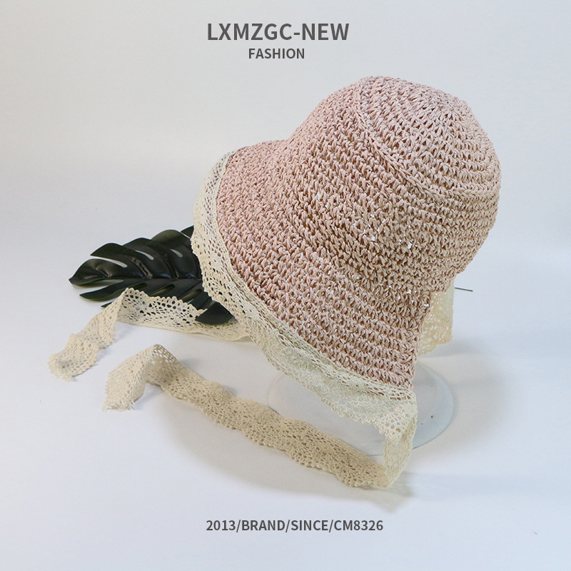 Children's Lace Strap Straw Hat display picture 8