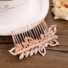Crystal, golden hair accessory from pearl for bride, pink gold
