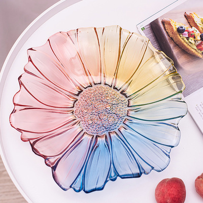 欧式炫彩玻璃个性水果盘送礼果盘家居水果盘果斗彩色乔迁送礼|ms