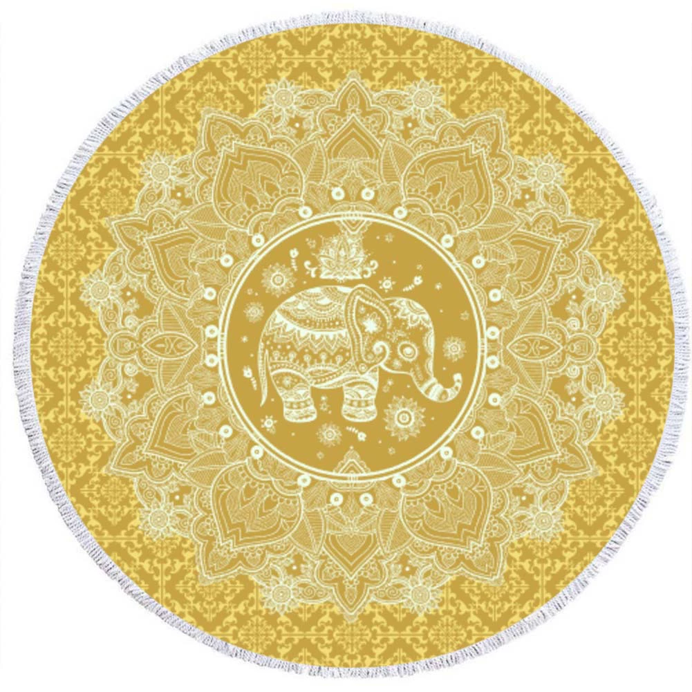 2 день мода волосы Мандала круглый печатных пляжное полотенце из микрофибры пляж Подушка 150 кисточкой края