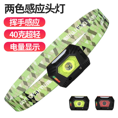 钓鱼感应头灯夜钓充电锂电强光超亮LED夹帽灯帽檐灯头戴式拉饵灯