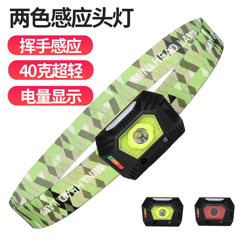 钓鱼感应头灯夜钓充电锂电强光超亮LED夹帽灯帽檐灯头戴式拉饵灯