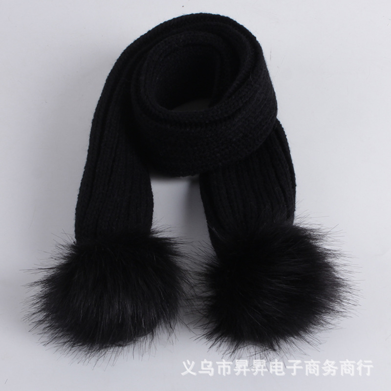 스트레이트 컬러 볼 블랙 스카프