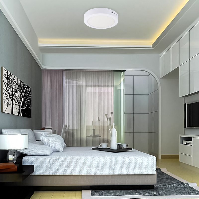 Suministro directo de fábrica LED panel luz 12w18w Superficie redonda montada panel luz Oficina escuela no estroboscópica cocina y baño Luz