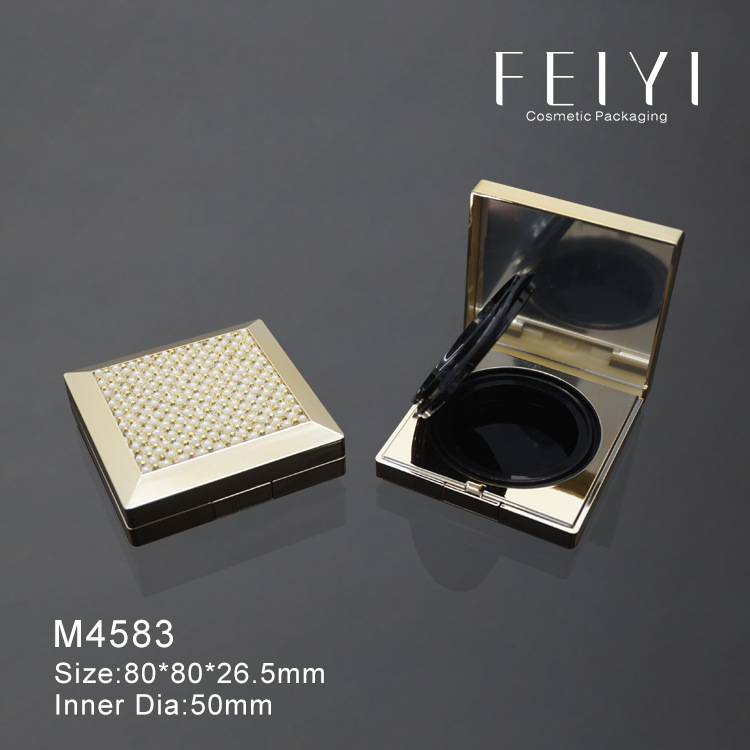 金色珠点塑料方形气垫粉盒 华丽设计流行气垫BB霜包材批发 M4583