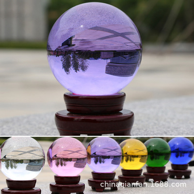 k9彩色水晶球厂家直销30mm-200mm绿色粉色黄色蓝色紫色水晶风水球|ms