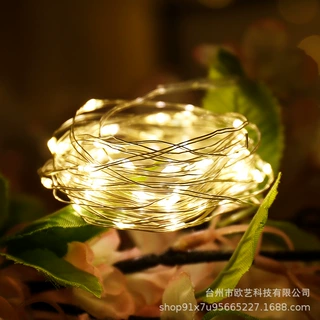 跨境厂家批发热销LED铜线灯串 ins纽扣电池盒灯圣诞节日装饰灯串