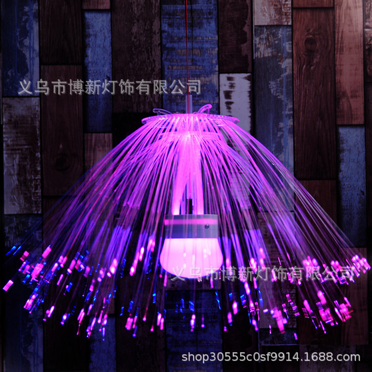 Cross-border supply LED optical fiber jellyfish light, double-layer seven-color gradient outdoor tree hanging decorative shaped light, Internet celebrity ins50cm220v round plug detail image 9