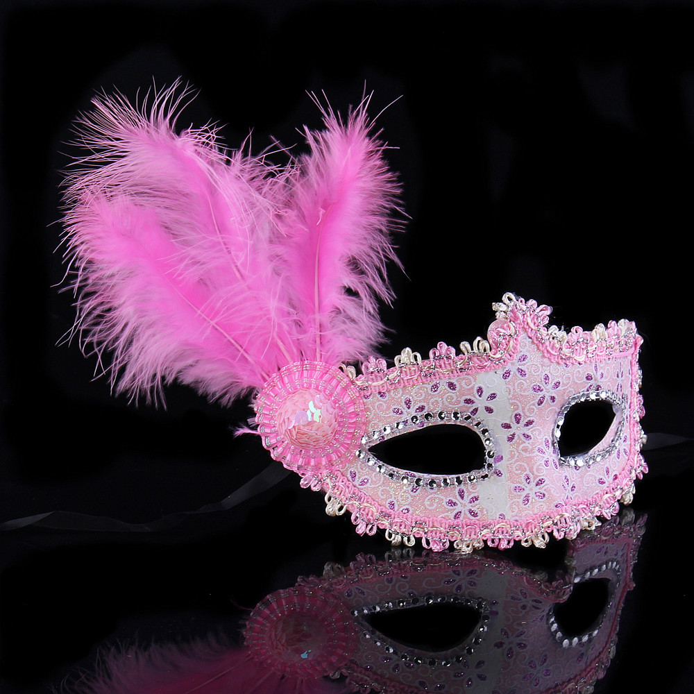 Halloween mascarada princesa máscara Venecia parche pintado máscara hombres y mujeres con Flor Mariposa pluma