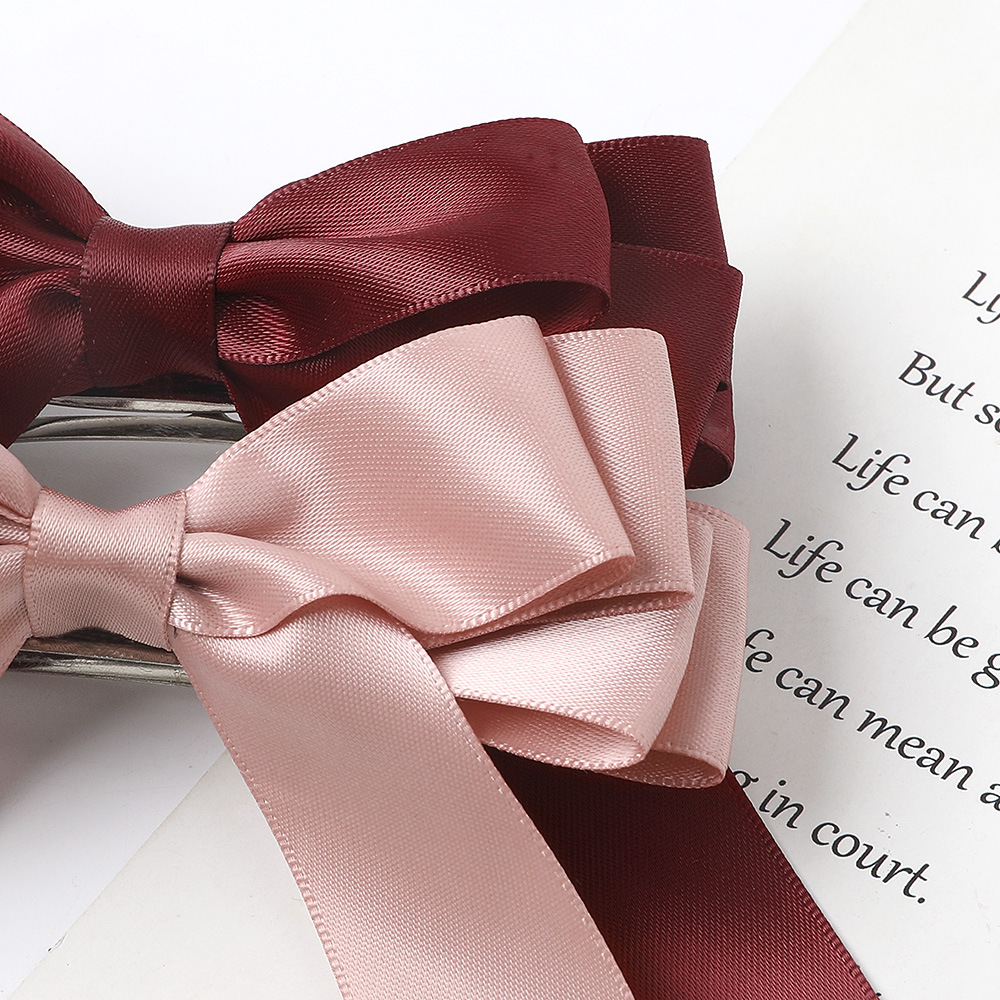 New Fashion Satin Double Sided Ribbon Ribbon Bow Hair Clip Solid Color Cheap Long Ribbon Wholesale display picture 10