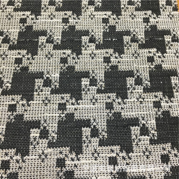 厂家 供应针织粗针千鸟格金丝提花 时尚女装面料