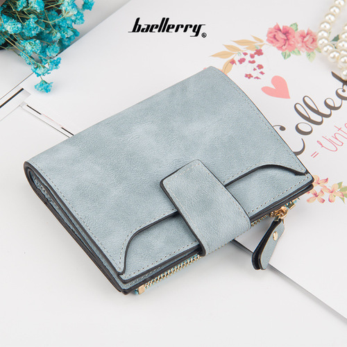 baellerry wallet women's short Korean style buckle multi-card slot wallet fashion zipper tri-fold ticket holder wholesale