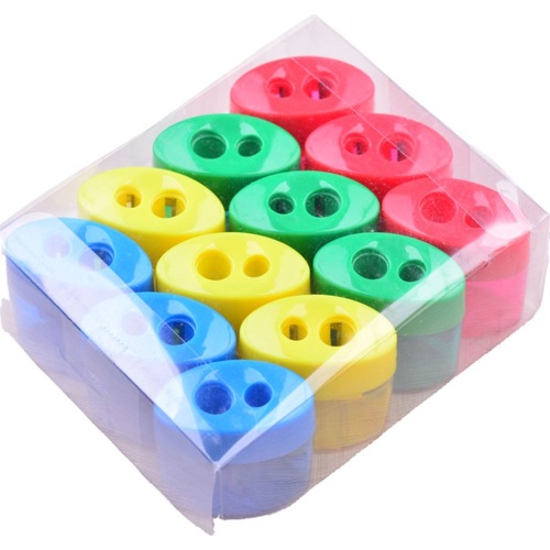 Double-hole plastic pencil sharpener, oval shape pencil sharpener, pencil sharpener, transparent printable logo, factory direct sale