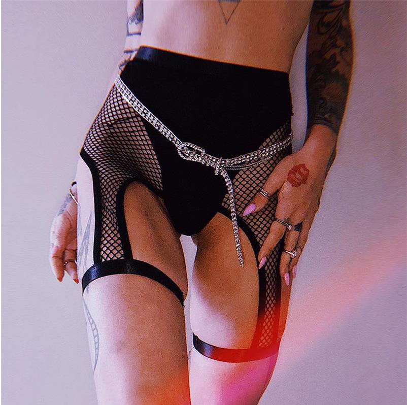 High-Waisted Mesh Panel Leggings