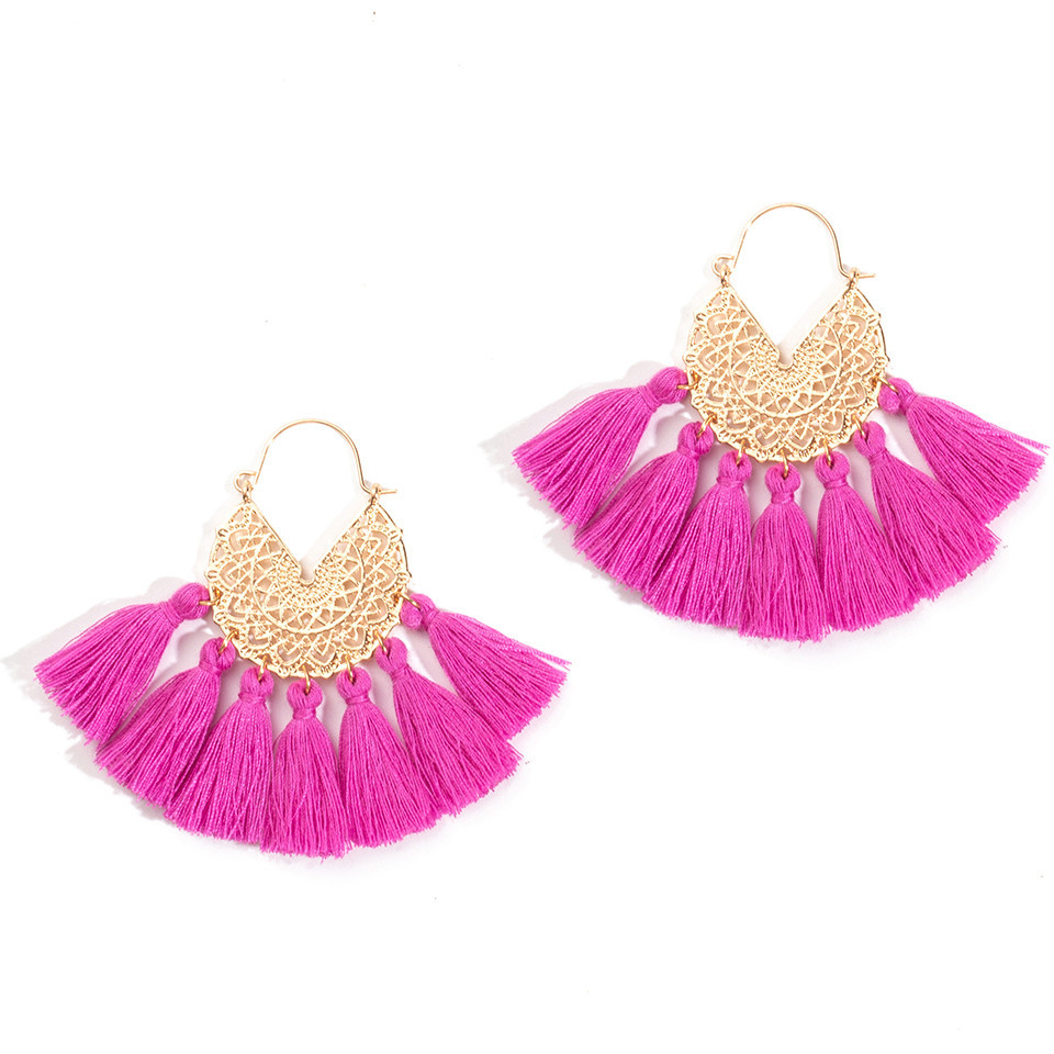 New Geometric Woven Pattern U-shaped Alloy Tassel Earrings display picture 13