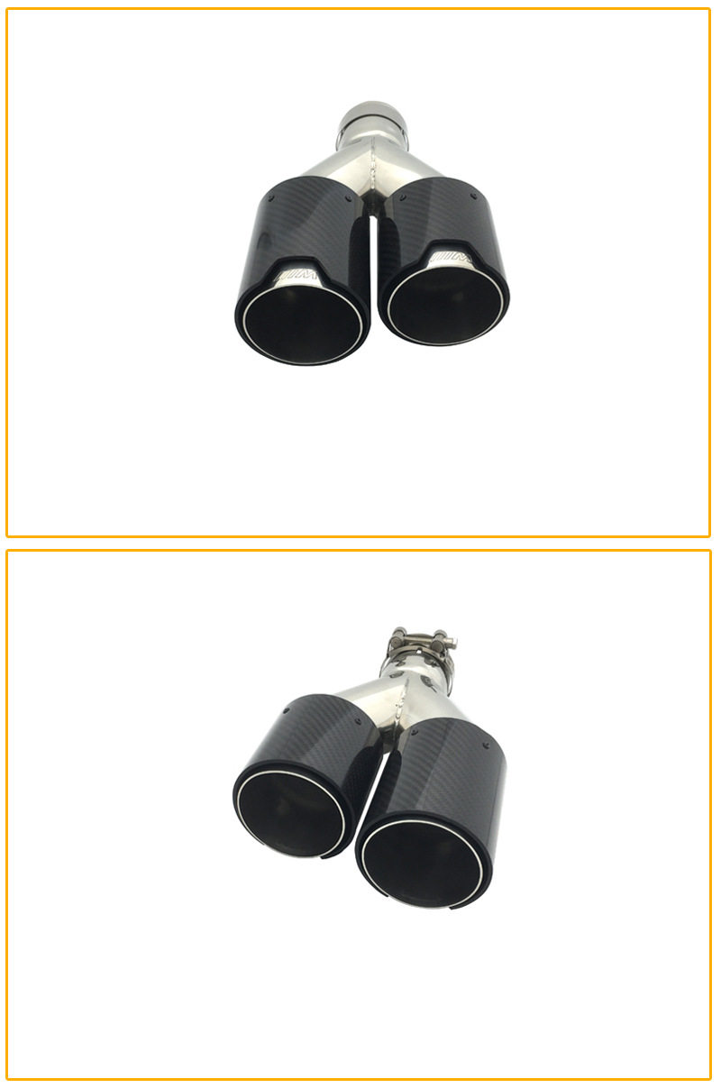 Suitable for BMW double titanium black carbon fiber tail throat 3 Series 5 series exhaust pipe modification M standard carbon fiber manufacturer