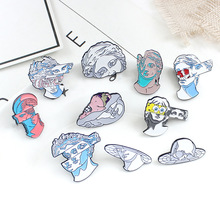 欧美时尚创意分割雕像人物头像个性潮流滴油胸针 卡通派大星徽章