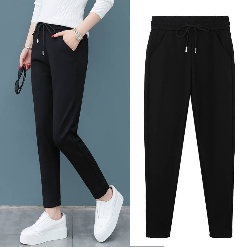 【一件代发】运动裤女2019秋季新款韩版修身显瘦高腰系带休闲裤女