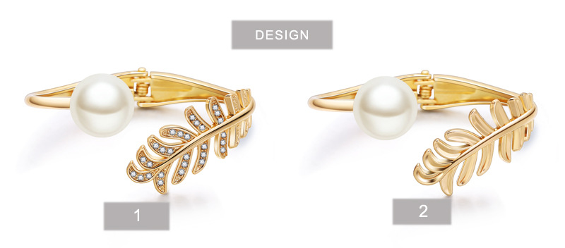 Mode Elegant Gold Leaf Pearl Armband display picture 2