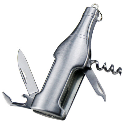 多功能酒瓶形狀小刀 不鏽鋼創意禮品小刀 陽江五金刀具 四開小刀