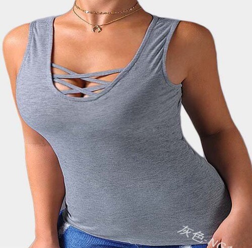 Cross-border Wish European and American-style New Arrival Cross-Strap Chest-Exposing Sleeveless Tight Sexy Base Top Women's Strapless T-Shirt
