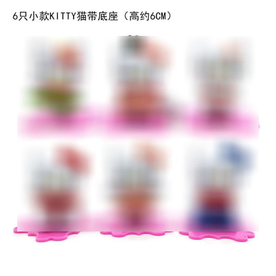 Q版塑料KT貓公仔 創意蛋糕裝飾擺件批發 KT貓情景裝扮6角色帶底座