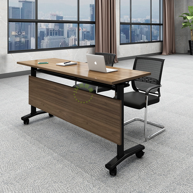 Double-person training desk office table, three-person movable foldable wheel flip board table, four-person meeting combination table