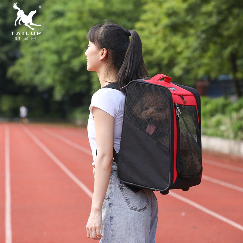 宠物箱包工厂牛津布双色猫狗拉杆箱 多功能外出用宠物旅行包新款