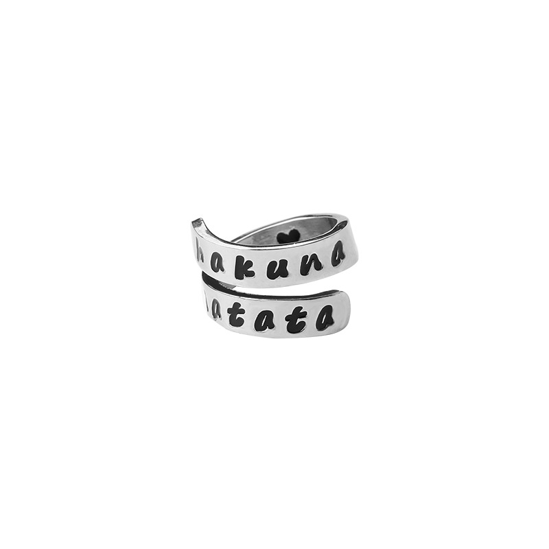 Außenhandel Heiße Stil Ringe In Europa Und Amerika Heiß Verkaufte Kreative Buchstaben Hakuna Matata Liebes Symbol Ring Accessoires Frauen display picture 3