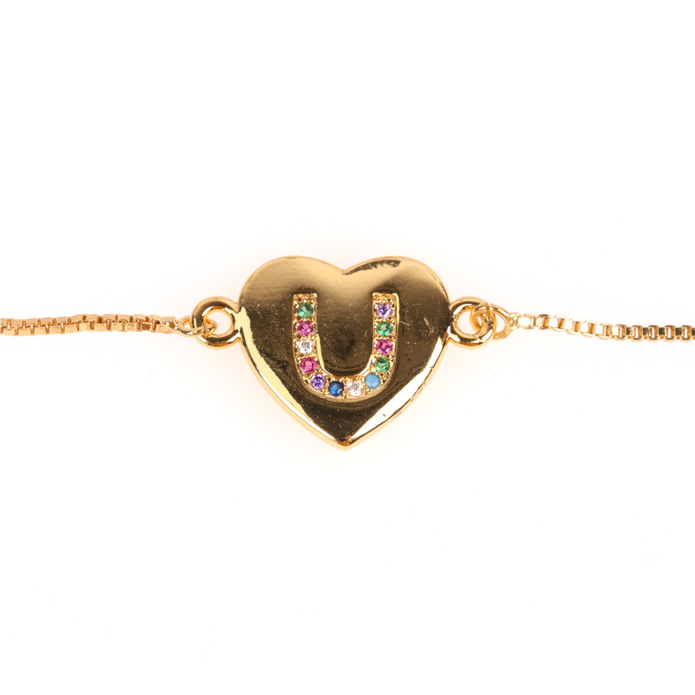 Europe Et En Amérique Croix Frontière Bijoux Cadeau Amour Coeur Bracelet Femmes De 26 Lettres Couleur Zircon Bracelet De Traction display picture 13