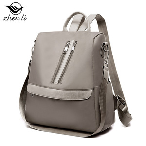 zhenli牛津布新款跨境潮流女包纯色软面时尚运动女发式双肩包批发